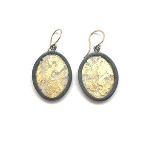 Oval Gold Leaf Memento Earring - Small-Earrings-Luana Coonen-Pistachios