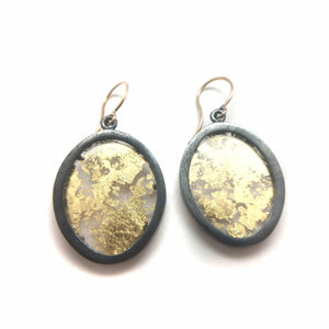 Oval Gold Leaf Memento Earring - Small-Earrings-Luana Coonen-Pistachios