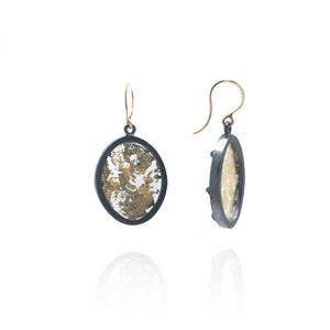 Oval Gold Leaf Memento Earring - Small-Earrings-Luana Coonen-Pistachios