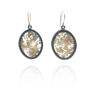 Oval Gold Leaf Memento Earring - Small-Earrings-Luana Coonen-Pistachios