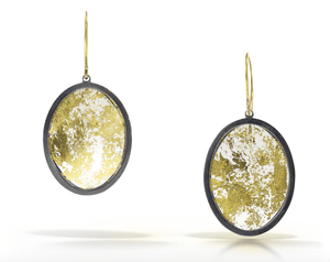 Oval Gold Leaf Memento Earring - Small-Earrings-Luana Coonen-Pistachios