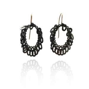 Oxidized Oval Link Earrings-Earrings-Elisa Bongfeldt-Pistachios