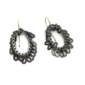 Oxidized Oval Link Earrings-Earrings-Elisa Bongfeldt-Pistachios