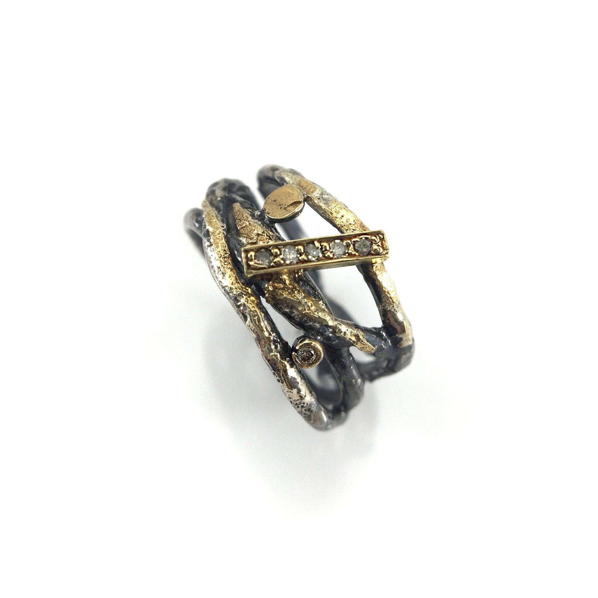 R1098: Sterling and 22k Gold over Sterling Ring | Tom Tivol Jewels