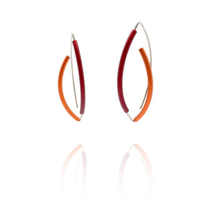 Red and Orange 3D Bow Earrings - Round Tubing-Earrings-Ursula Muller-Pistachios