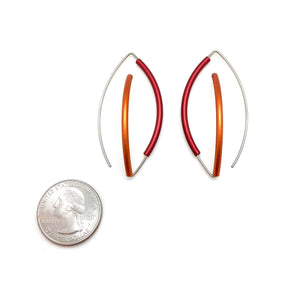 Red and Orange 3D Bow Earrings - Round Tubing-Earrings-Ursula Muller-Pistachios