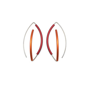 Red and Orange 3D Bow Earrings - Round Tubing-Earrings-Ursula Muller-Pistachios