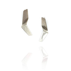 Short Silver Lighting Bolt Earrings-Earrings-Aleksandra Przybysz-Pistachios