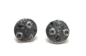 Silver & Black Diamond Full Moon Posts-Earrings-Luana Coonen-Pistachios