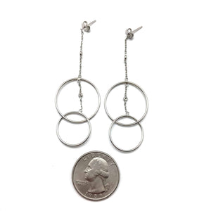 Silver Hoop Chain Drops-Earrings-Manuela Carl-Pistachios