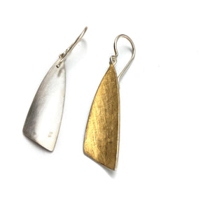 Silver and Gold Wedge Dangle Earrings-Earrings-Manuela Carl-Pistachios