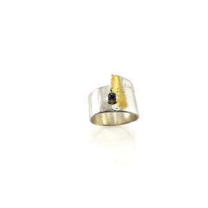 Silver and Gold Wrap Ring-Rings-Eva Stone-Pistachios