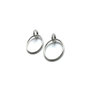 Tiny Diamond Dangle Hoops - Silver-Earrings-Manuela Carl-Pistachios