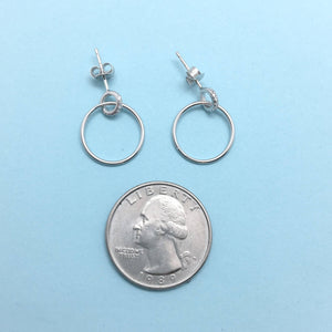 Tiny Diamond Dangle Hoops - Silver-Earrings-Manuela Carl-Pistachios