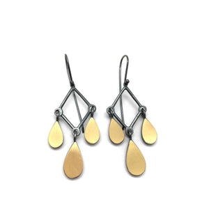 Triple Diamond Teardrop Earrings-Earrings-Elisa Bongfeldt-Pistachios