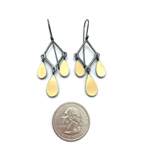 Triple Diamond Teardrop Earrings-Earrings-Elisa Bongfeldt-Pistachios