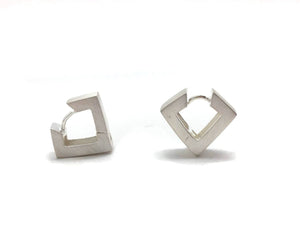 Wide Sharp 'V' Silver Hoops, Short-Earrings-Erich Durrer-Pistachios