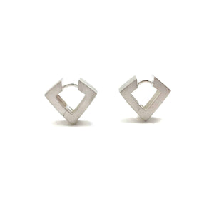 Wide Sharp 'V' Silver Hoops, Short-Earrings-Erich Durrer-Pistachios